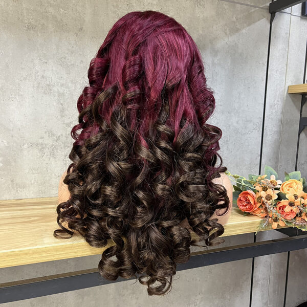 #99j/4 Double Drawn Bouncy Curl 13x4 Transparent Lace Full Frontal 300% Density Wig - Image 4